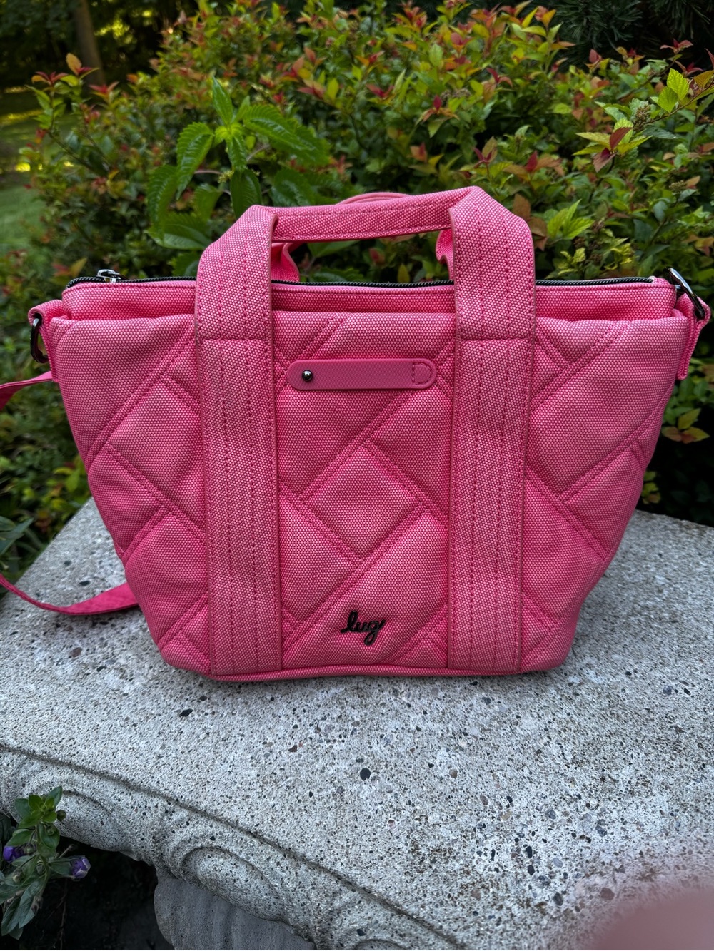 NWOT lug Quilted Pink Mini Tote — Bright Pink Crossbody Option